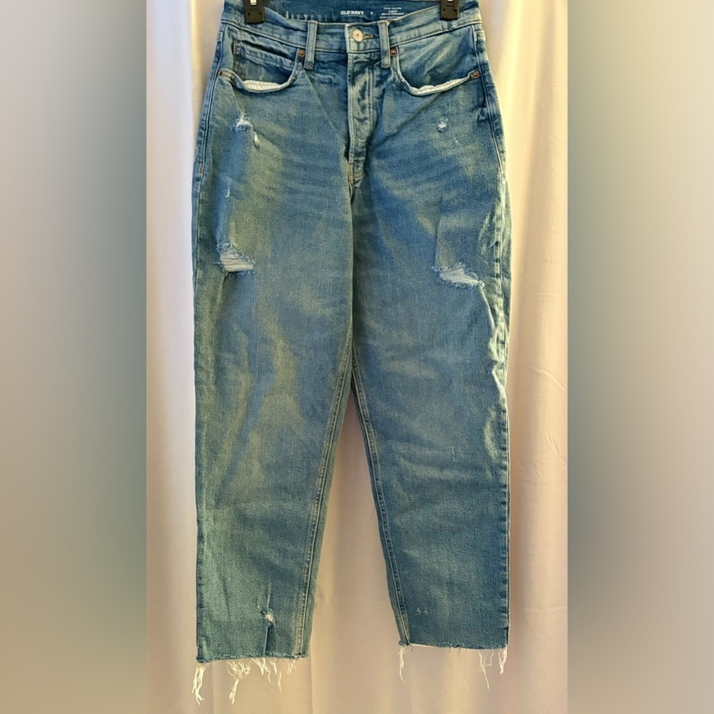 Old Navy Women’s Extra High-Rise Curvy Sky-Hi Straight Denim Jeans; Size 8